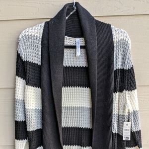 NWT Black/Grey Stripe Cardigan